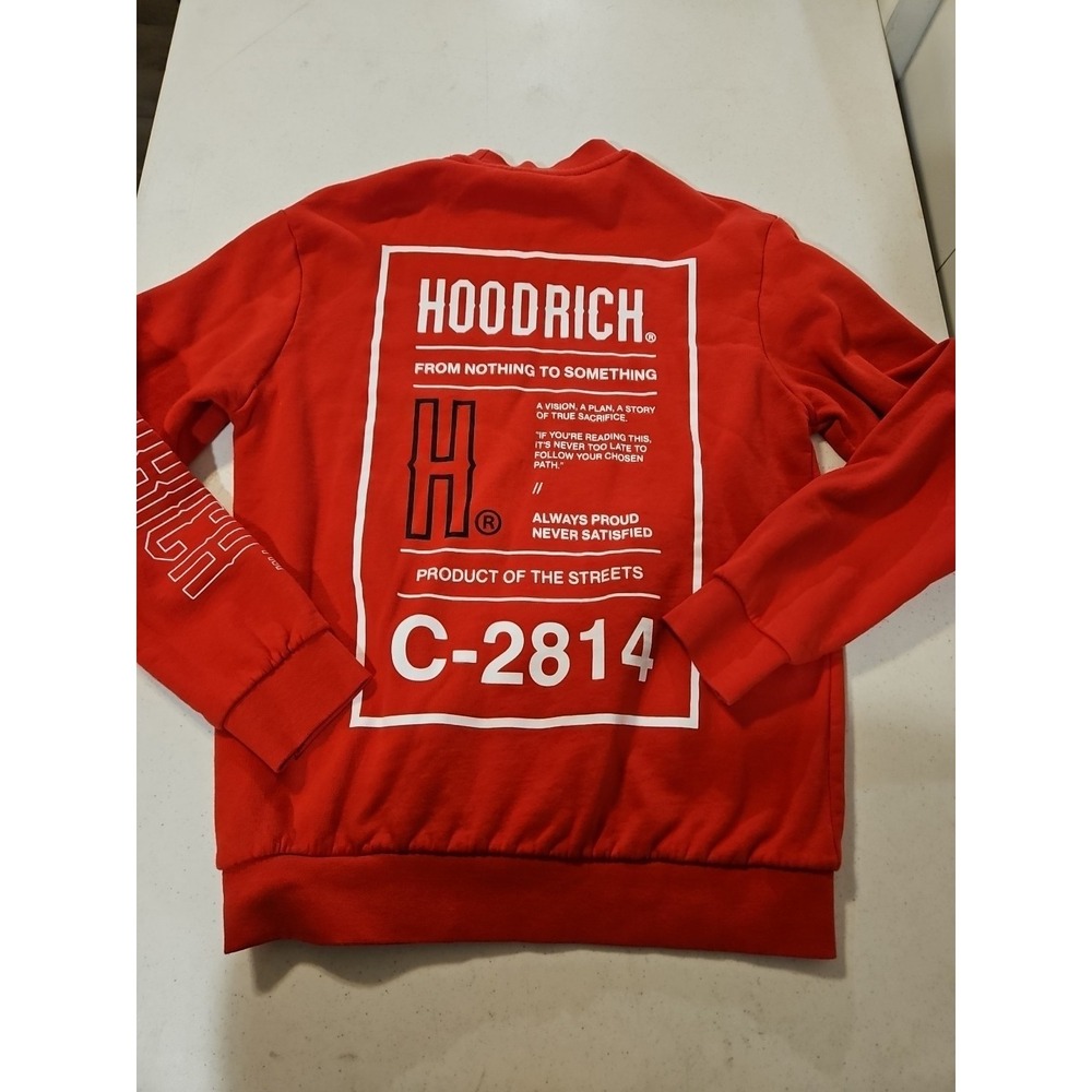 Hoodrich Mens Red Sweatshirt Size Small 100% Cotton Crewneck Pullover (A1297) - Picture 7 of 8